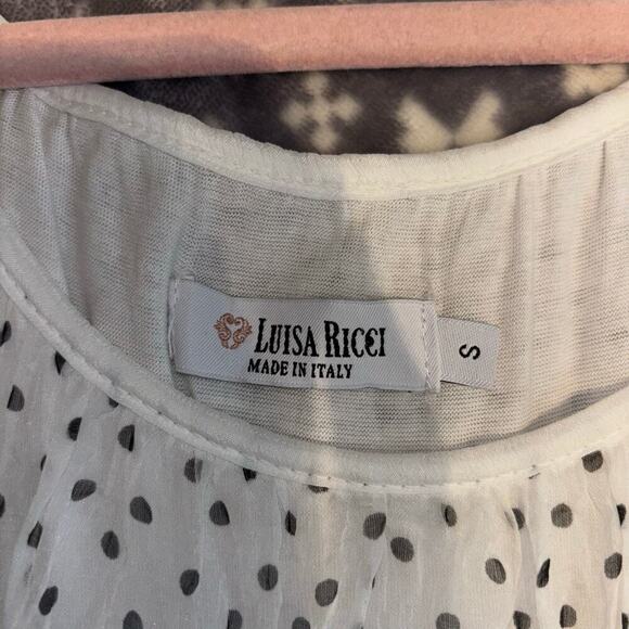 Luisa Ricci Made in Italy 100% Silk Polka Dot Ruffle Sleeve Blouse Size Small - Picture 3 of 11